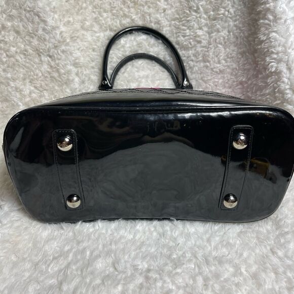 Hello KittyLoungefly Black patent quilted Large Dome bag fuchsia face embroidery - Picture 8 of 16